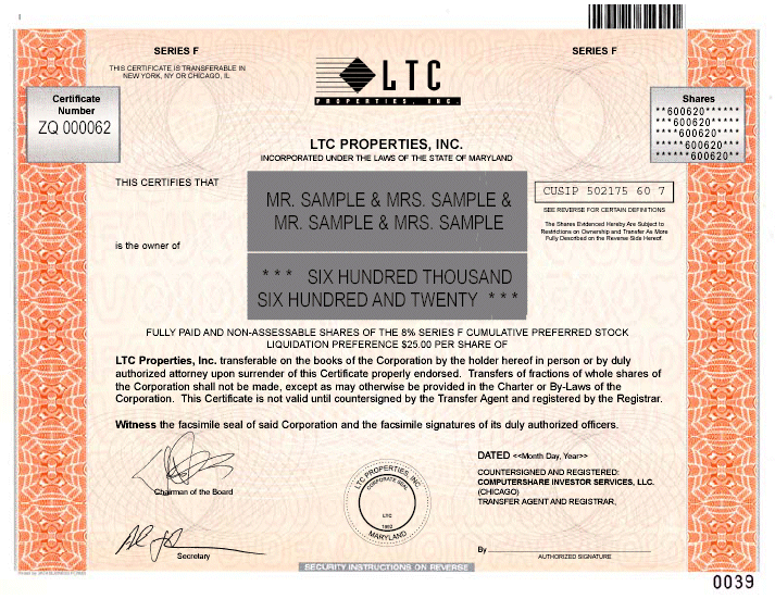 (SAMPLE STOCK CERTIFICATE)